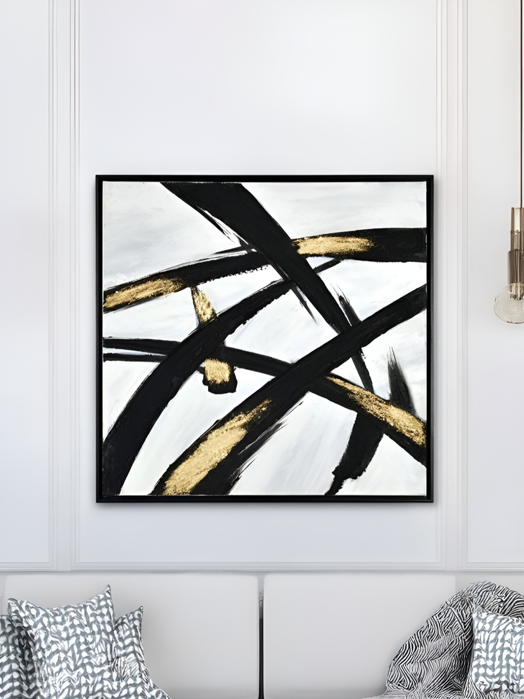 

Athome by Nilkamal Black & White Canvas Abstract Wall Art