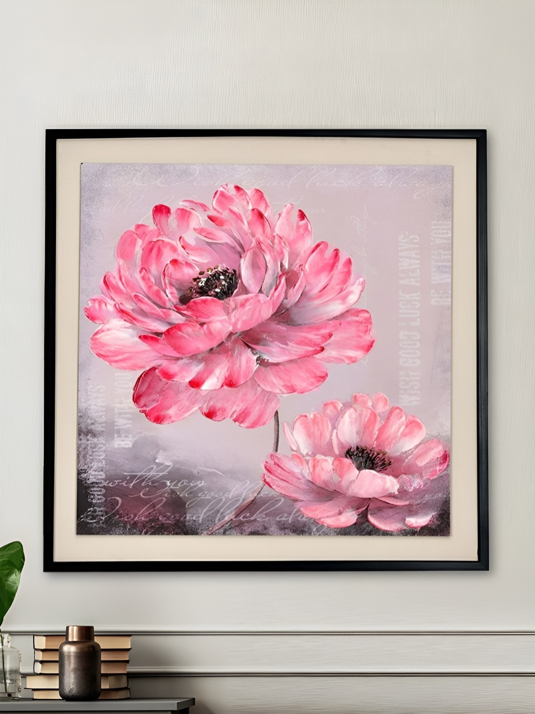

Athome by Nilkamal Pink & White Canvas Floral & Botanical Wall Art