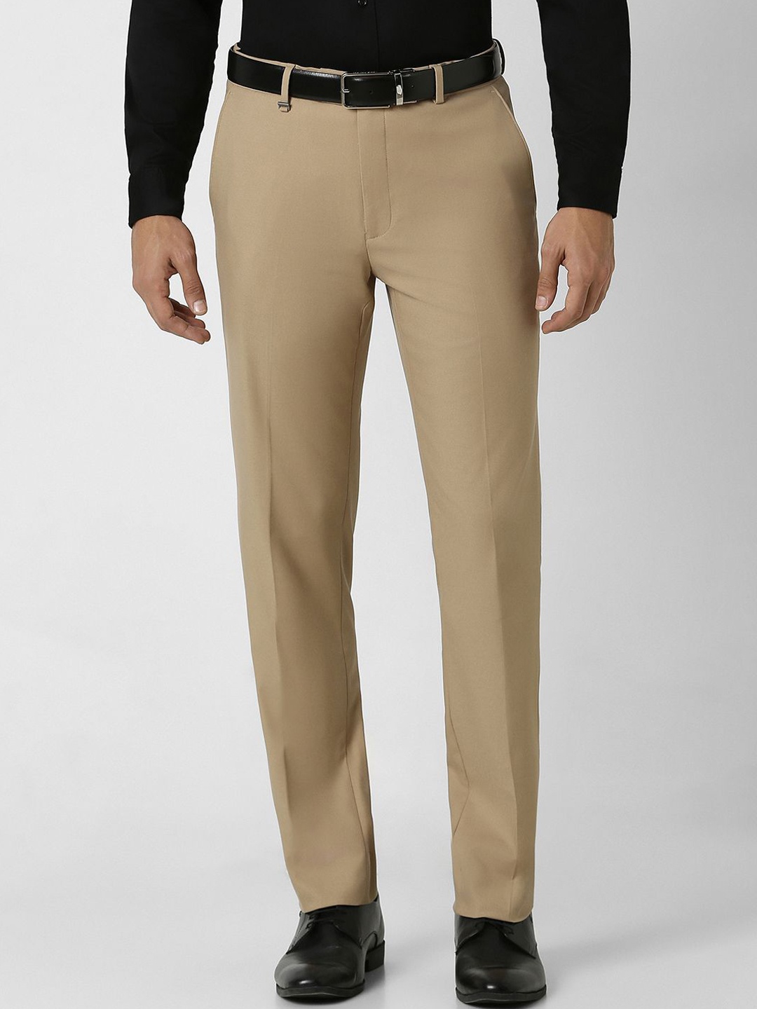 

Van Heusen Men Solid Mid Rise Slim Fit Formal Trousers, Khaki