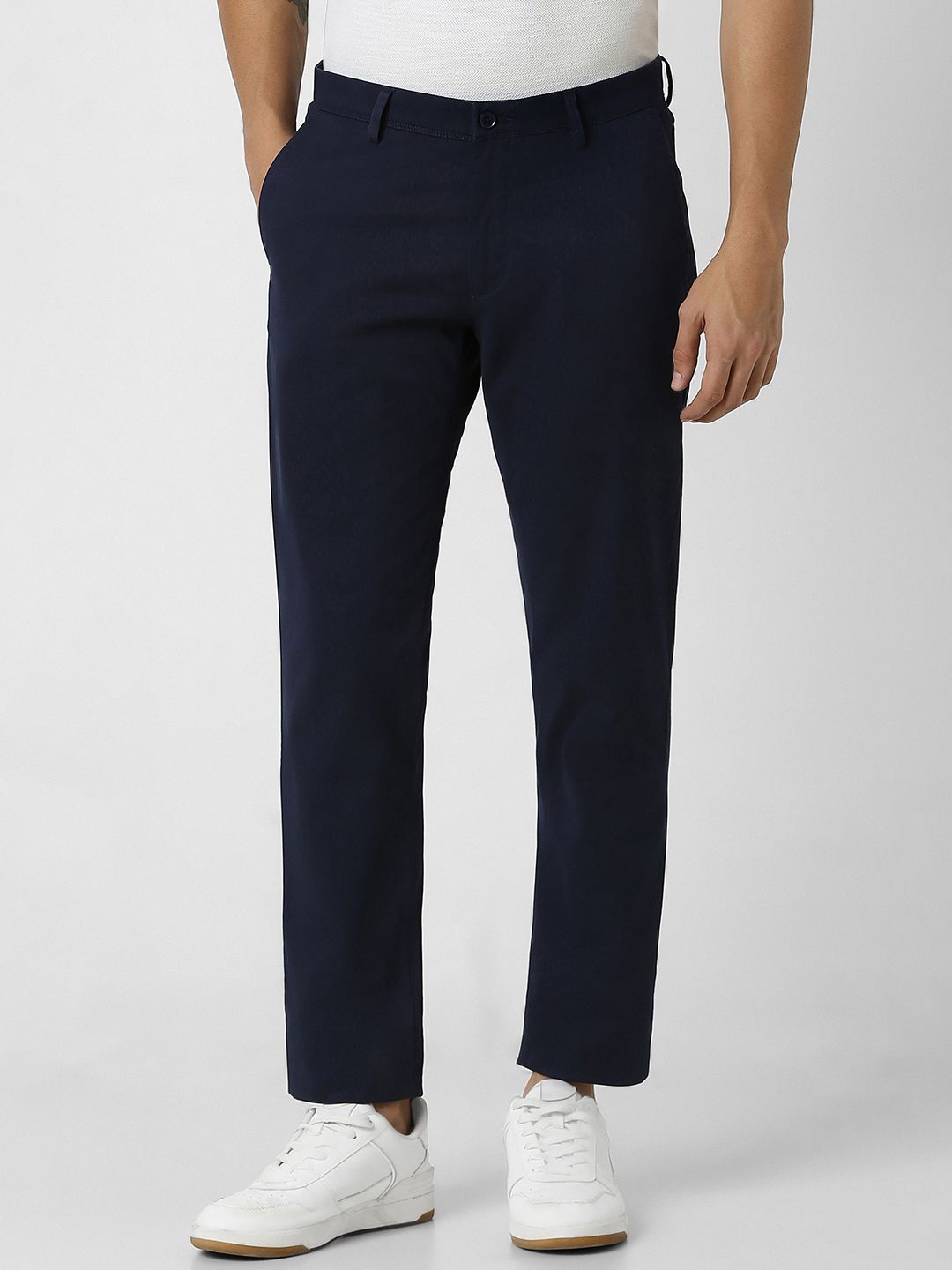 

Van Heusen Sport Men Mid Rise Slim Fit Casual Trousers, Navy blue