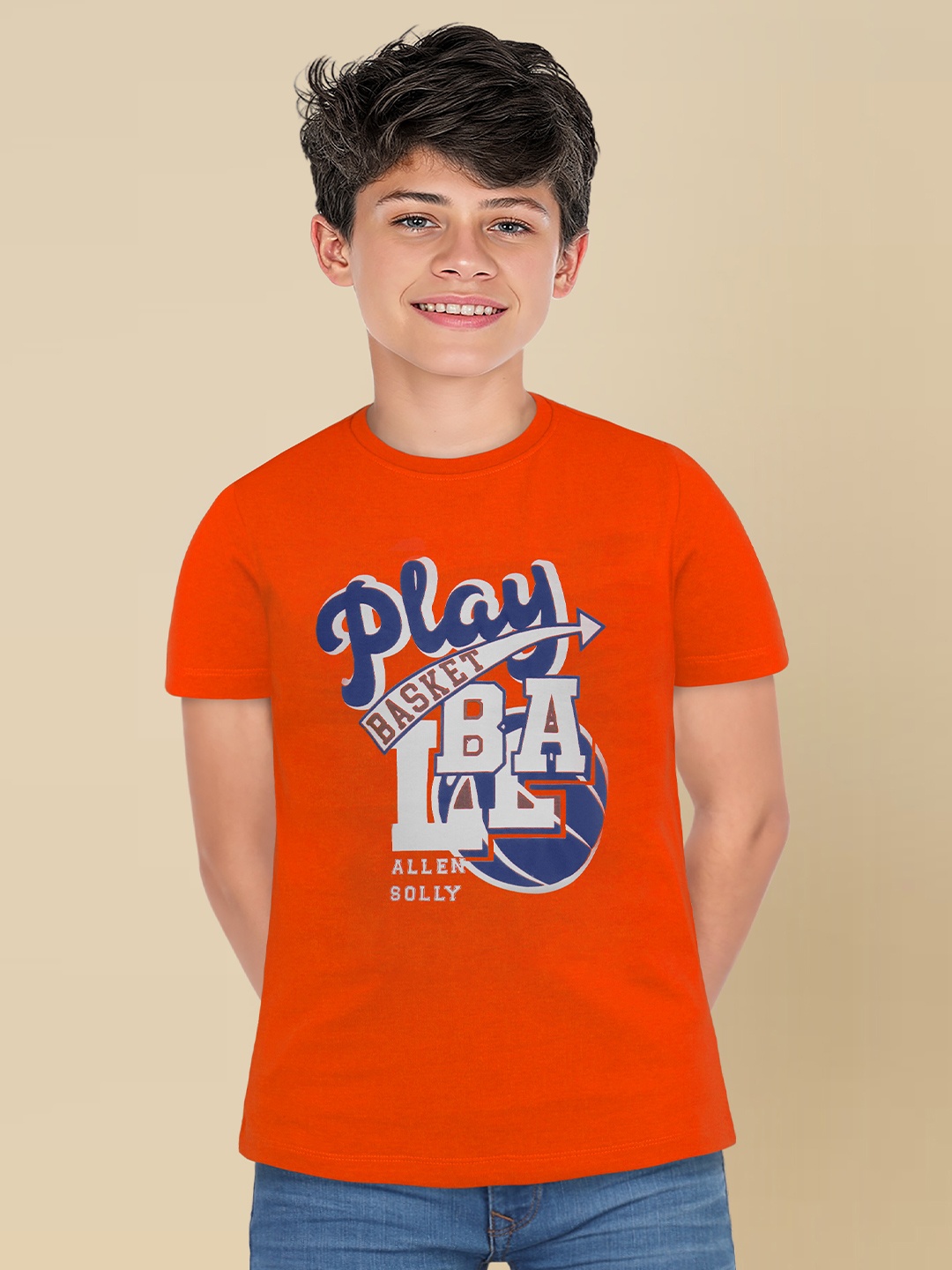 

Allen Solly Junior Boys Printed Round Neck Cotton Tshirt, Orange