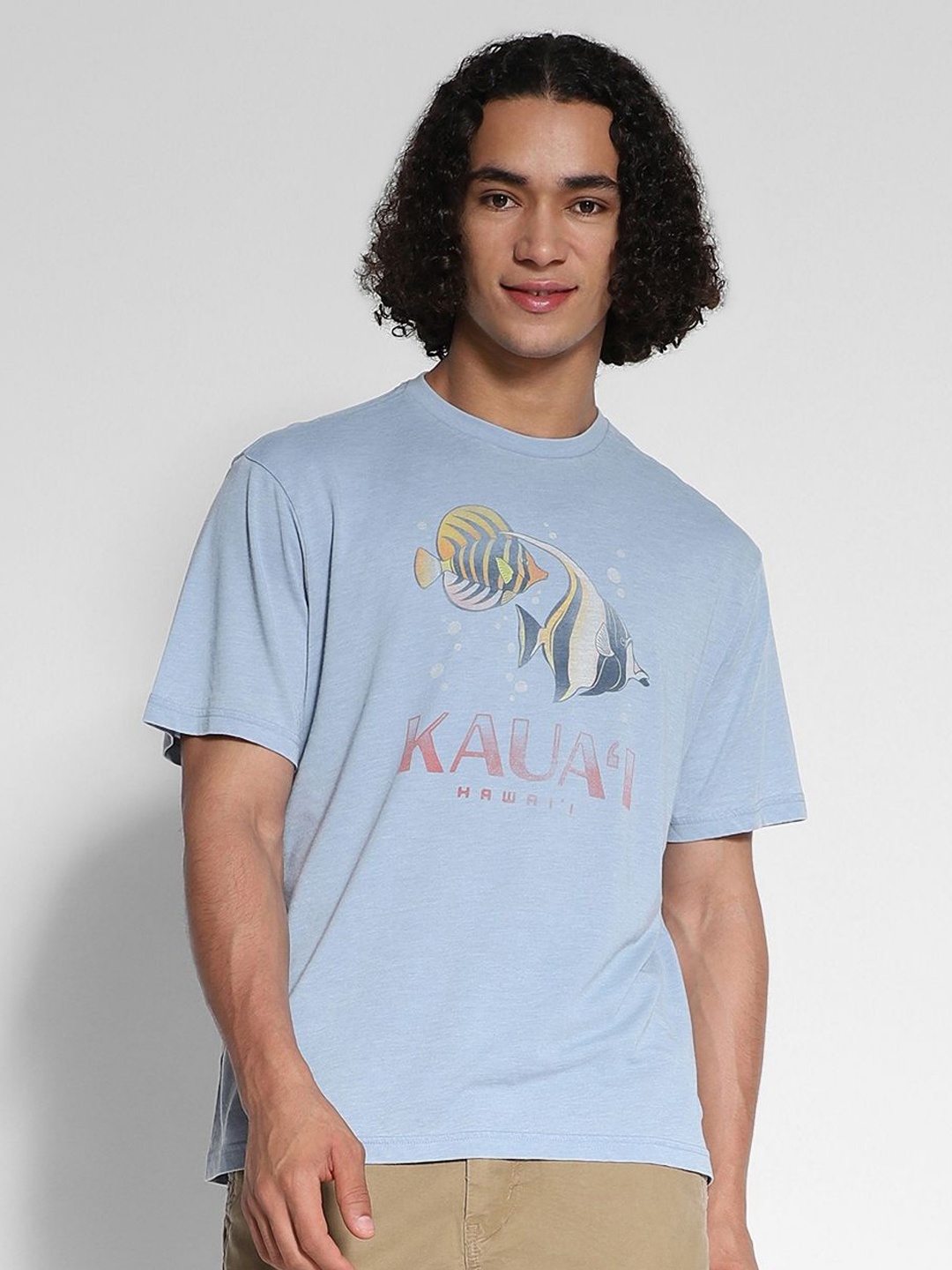 

AMERICAN EAGLE OUTFITTERS Men Printed Round Neck Cotton Tshirt, Blue