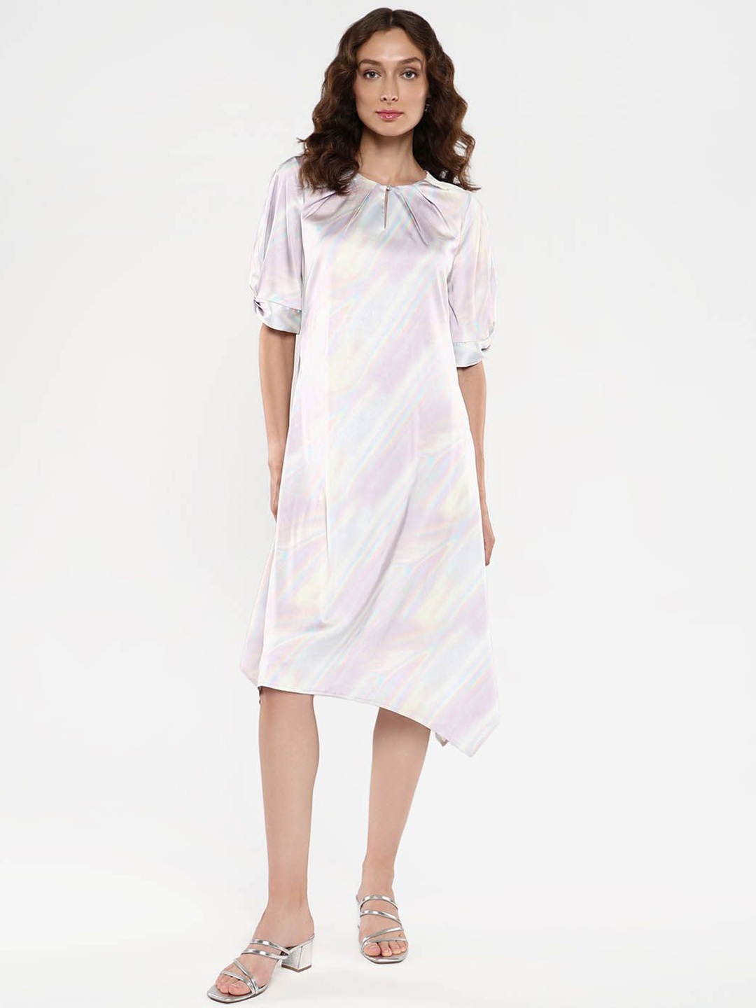 

RAREISM Round Neck A-Line Dress, Pink