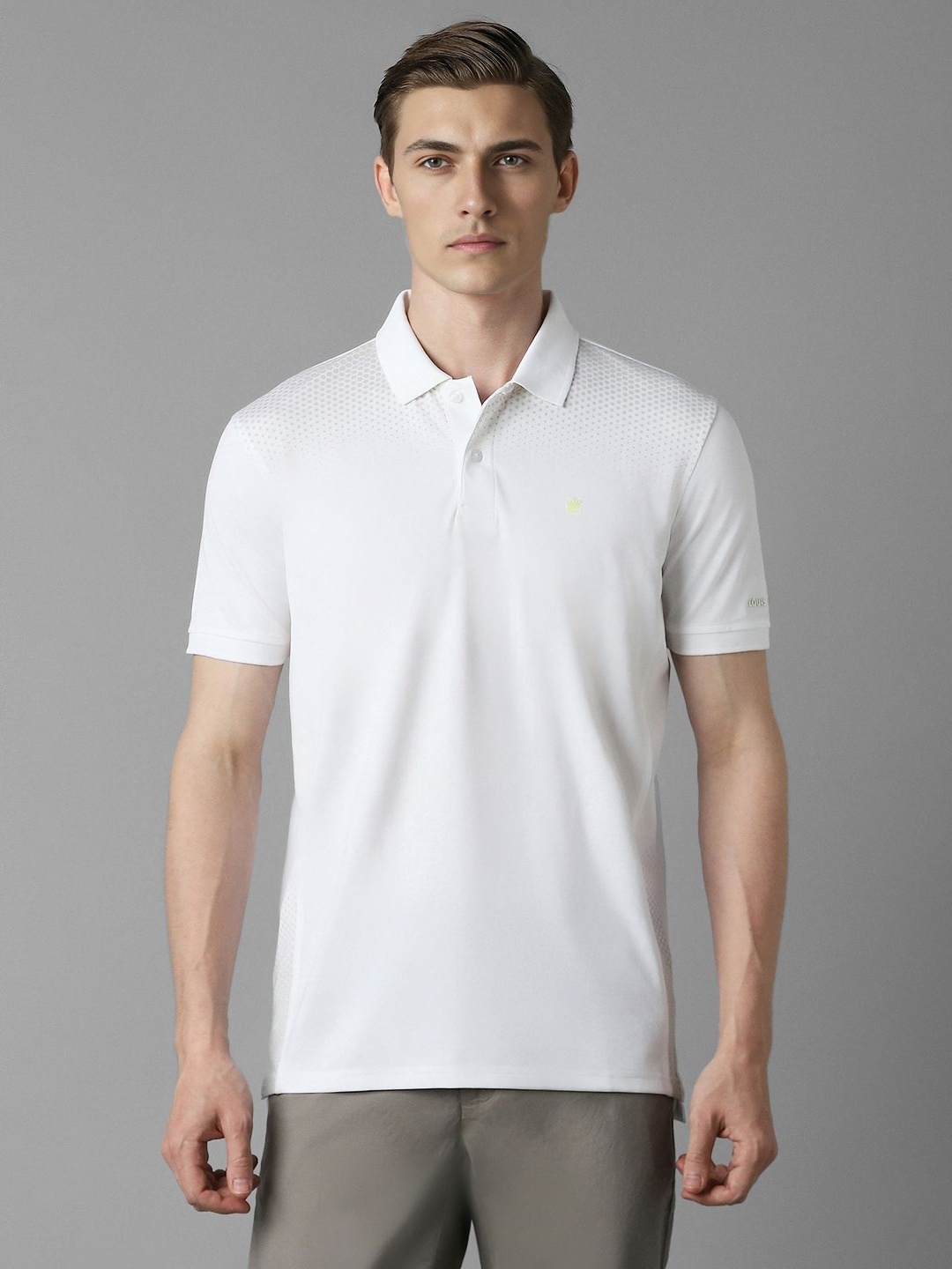 

Louis Philippe Men Solid Polo Collar Polyester T-Shirt, White
