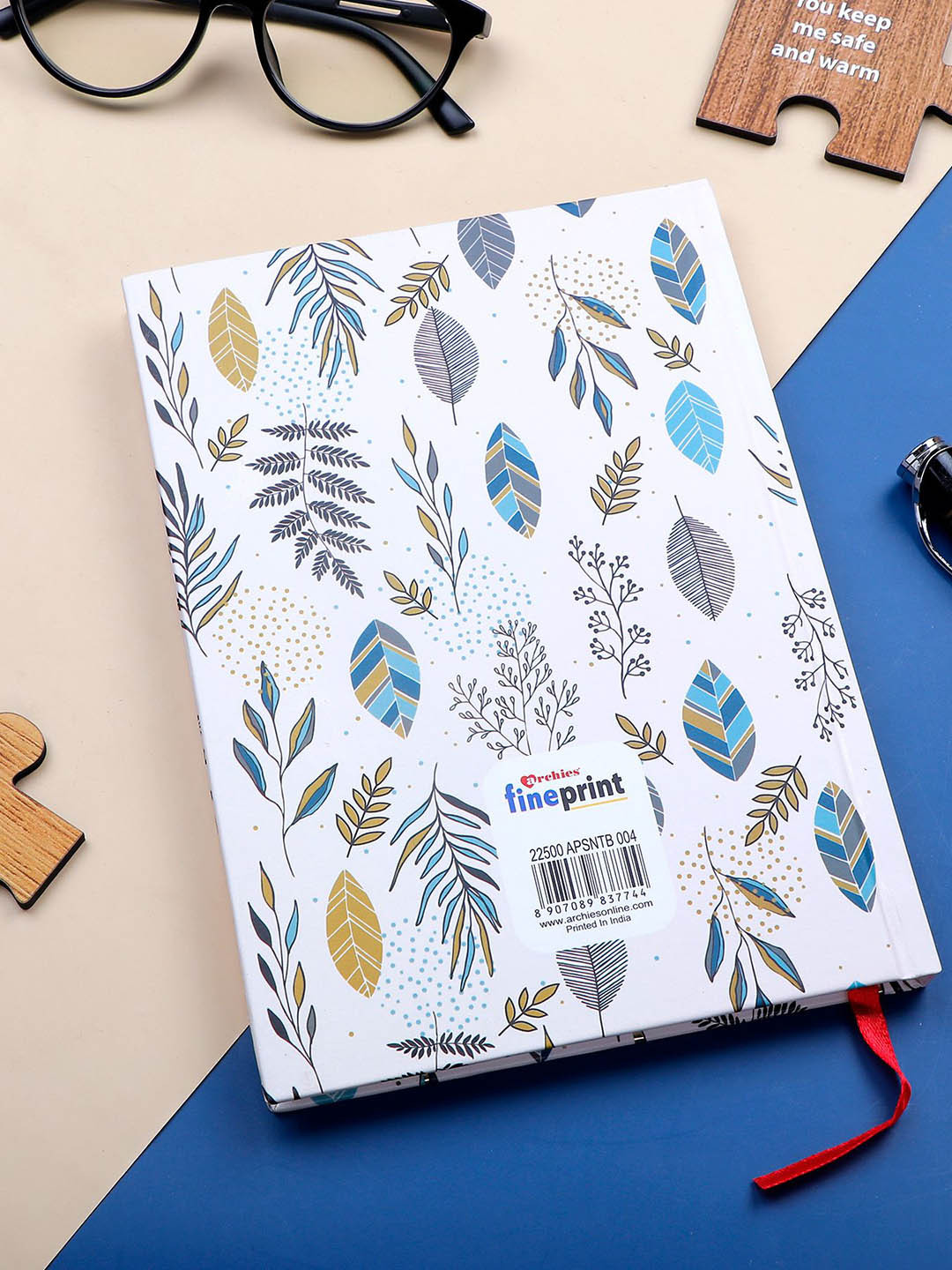 

Archies Aesthetic Leaf Printed Notebook, White