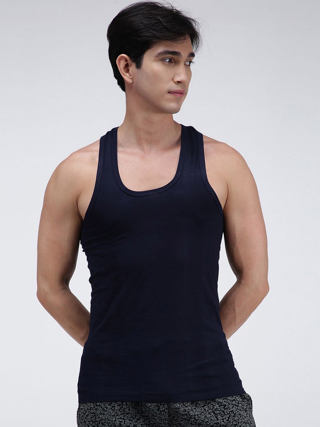 

AMUL COMFY Combed Cotton Sleeveless Innerwear Vests, Navy blue