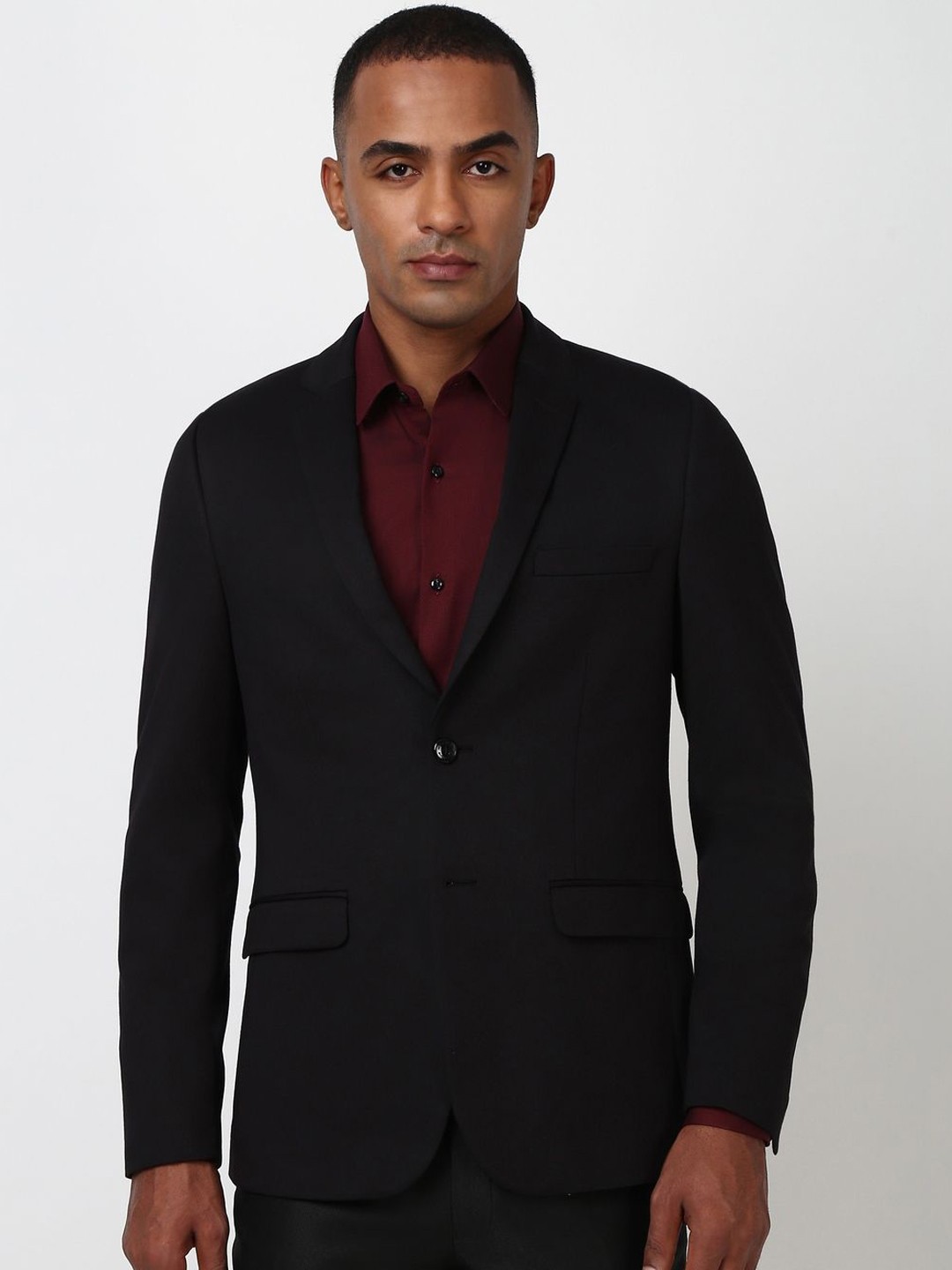 

Peter England Elite Slim-Fit Single-Breasted Formal Blazers, Black