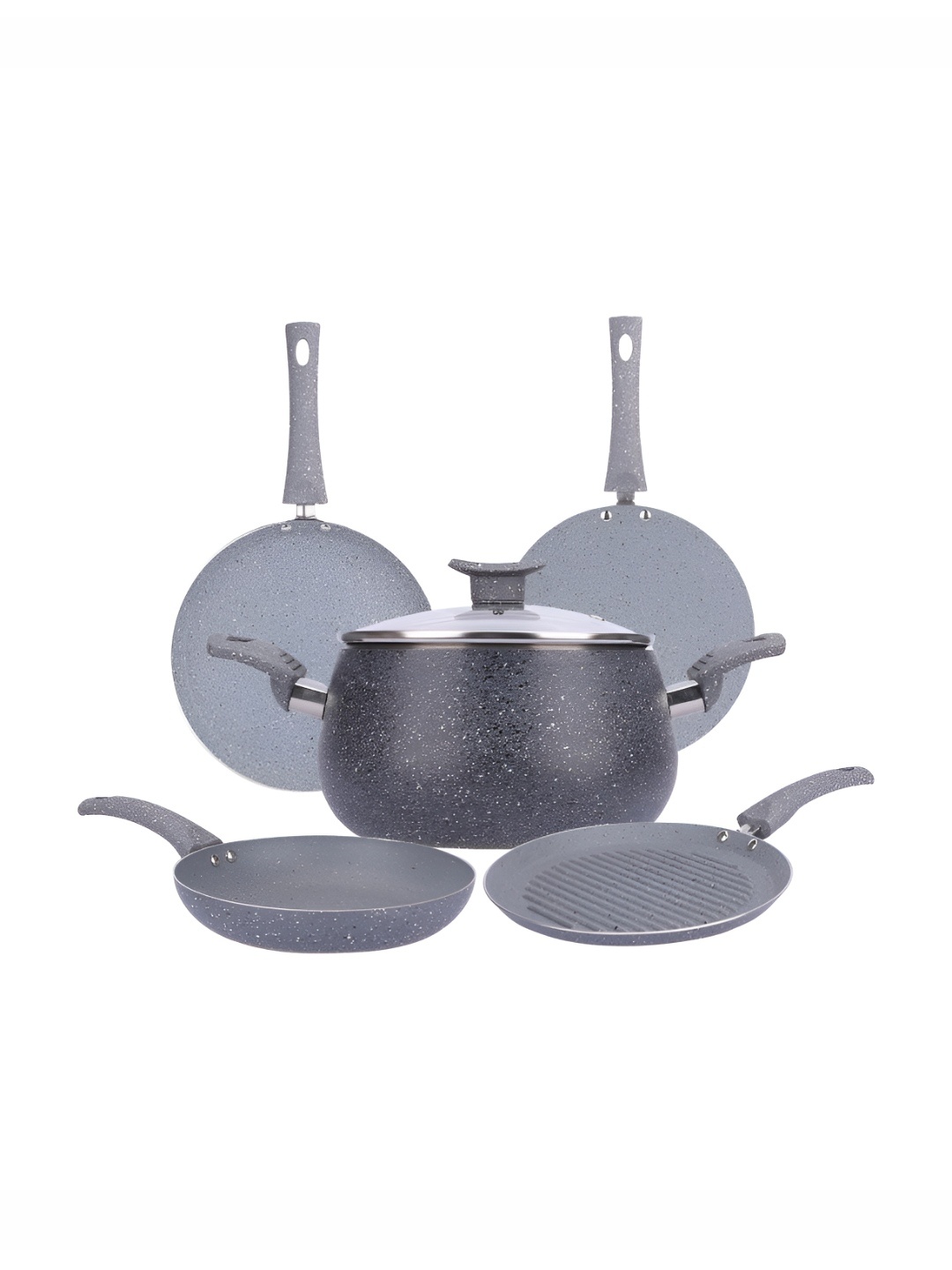 

USHA SHRIRAM Grey 5 Pieces Non-Stick Cookware Set