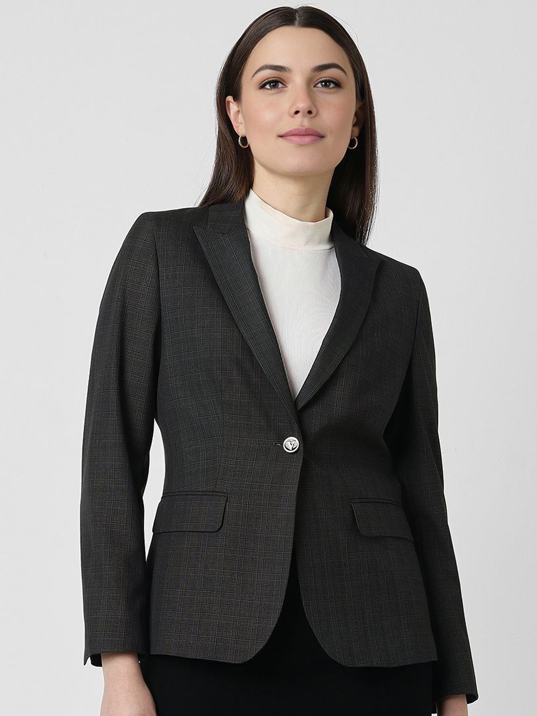 

Van Heusen Woman Checked Single-Breasted Formal Blazers, Black