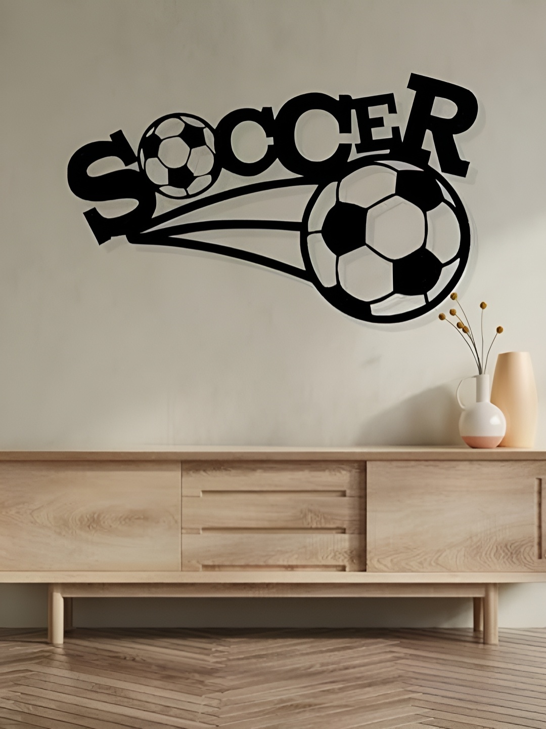 

ARTROOMS Black Soccer Textured Metal Wall Hanging