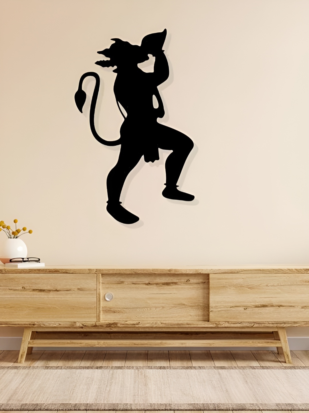 

ARTROOMS Black Hanuman Metal Wall Hanging