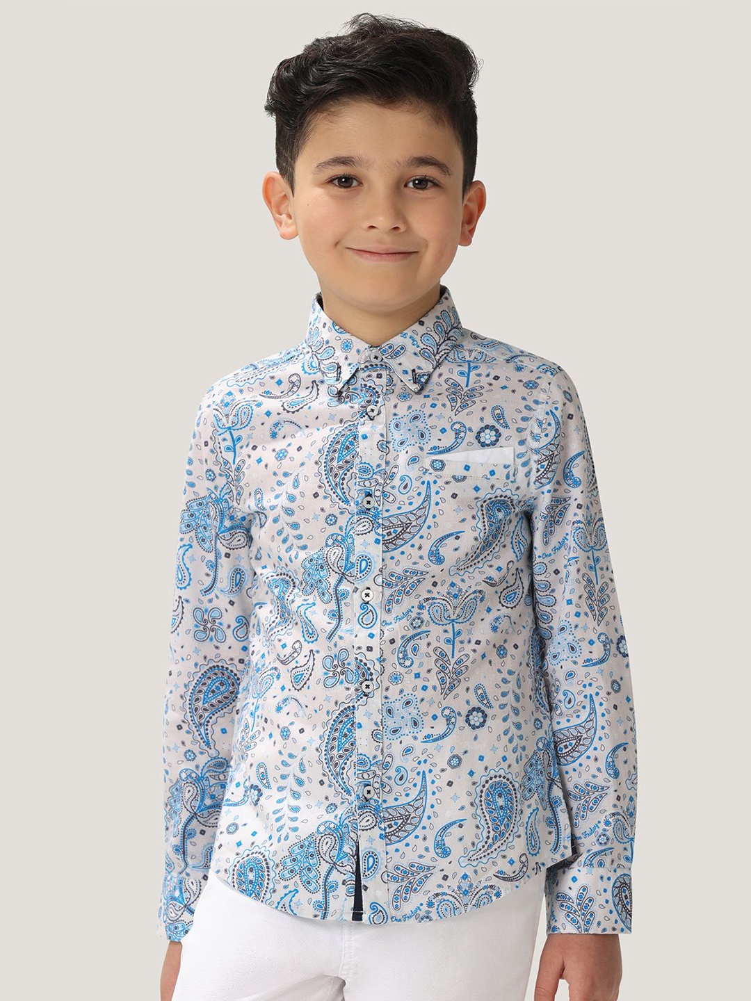 

One Friday Boys Comfort Paisley Printed Casual Shirt, White
