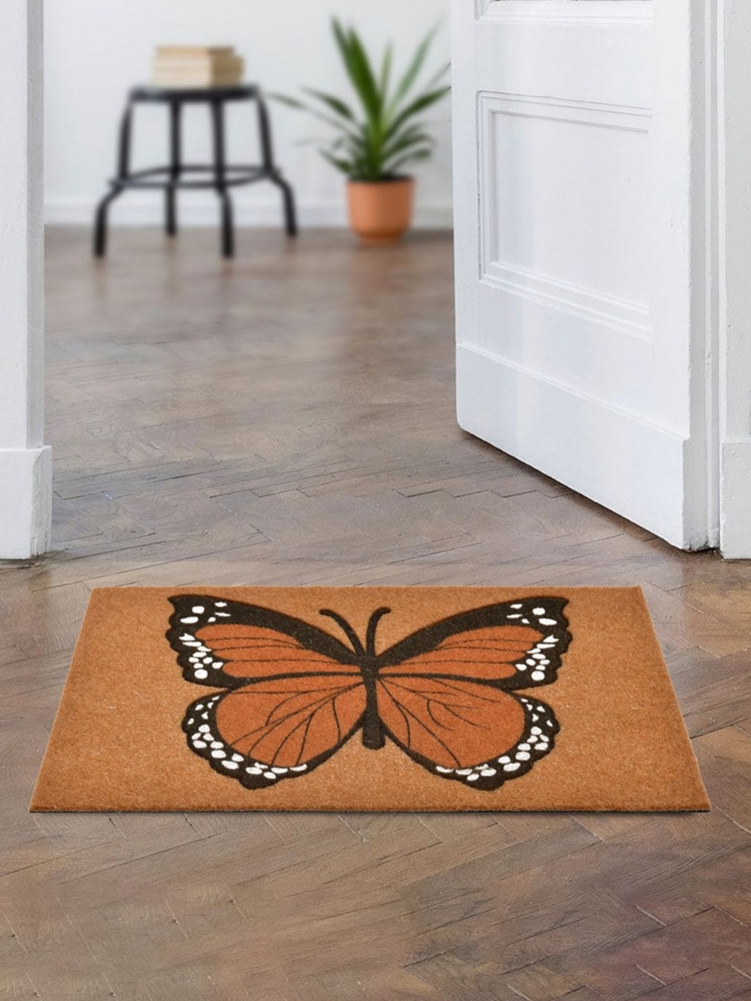 

Athome by Nilkamal Rust & White Rectangular Anti-Skid Doormat