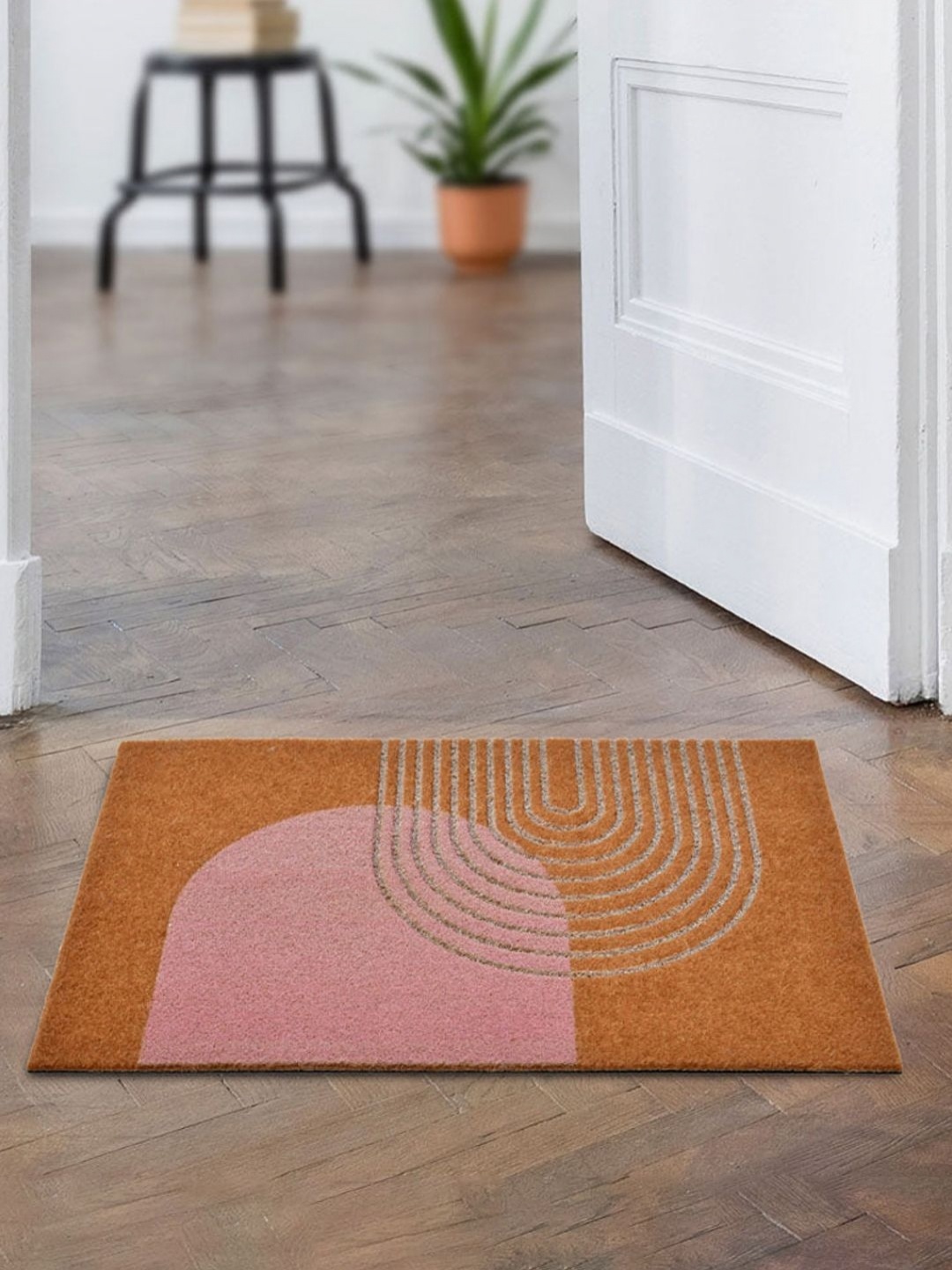 

Athome by Nilkamal Brown & Pink Rectangular Anti-Skid Doormat