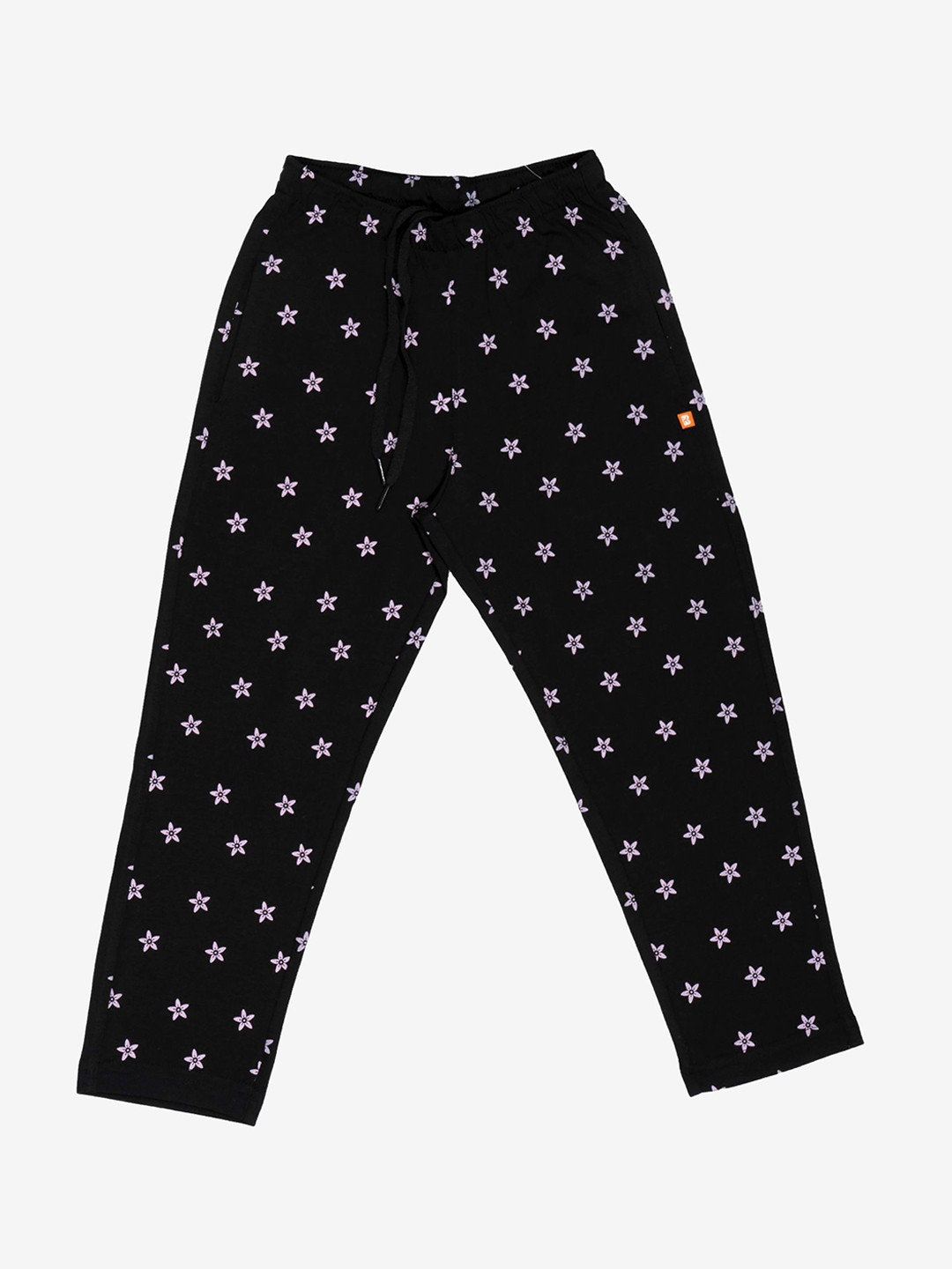 

Bodycare Girls Floral Printed Cotton Mid Rise Track Pants, Black