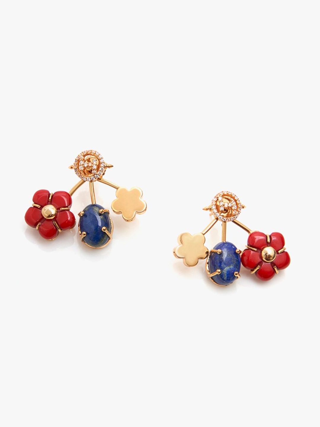 

Outhouse The Iconette Gold-Plated Stone Studded Brass Contemporary Drop Earrings