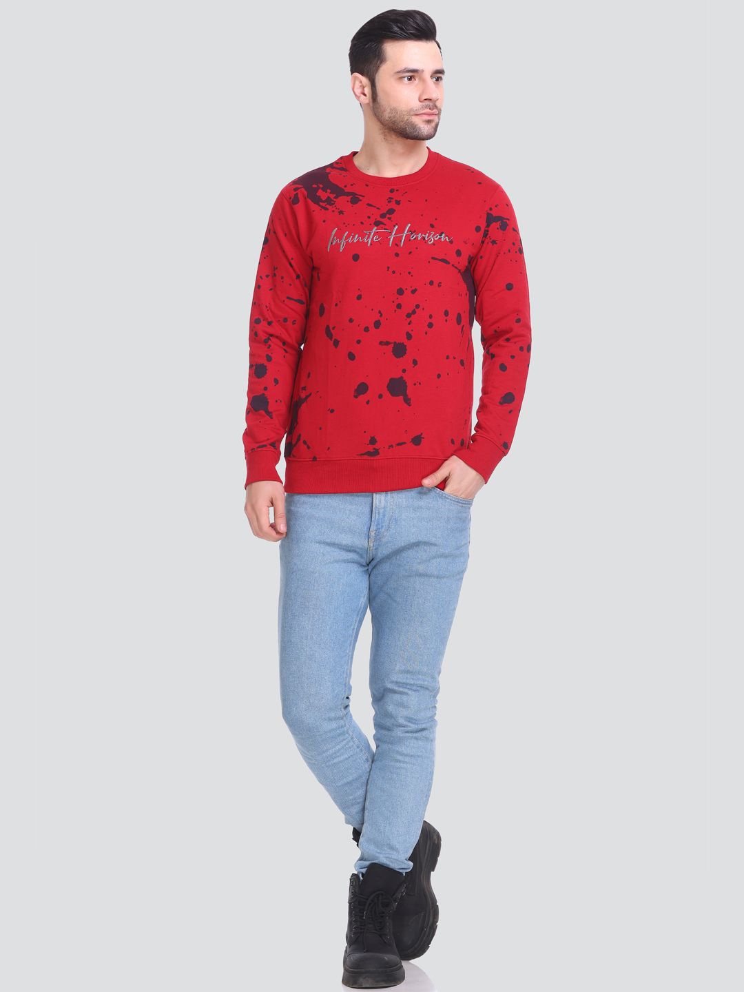

Tuckinn Men Printed Round Neck Sweatshirt, Red
