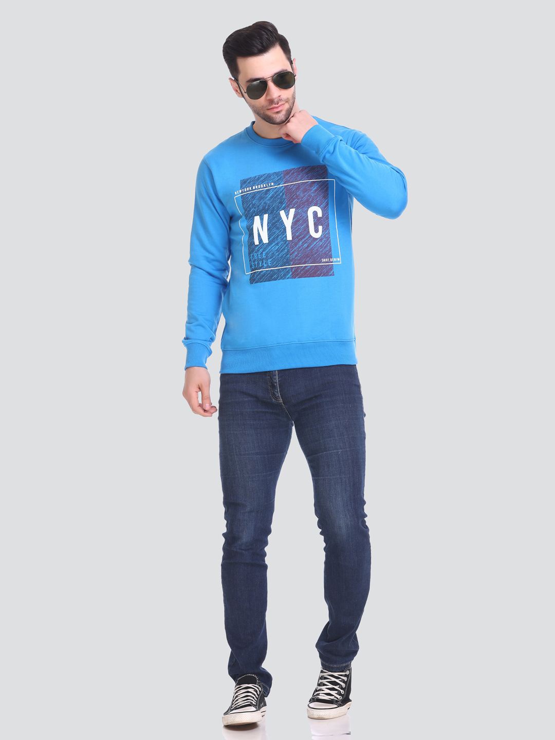 

Tuckinn Men Printed Sweatshirt, Blue
