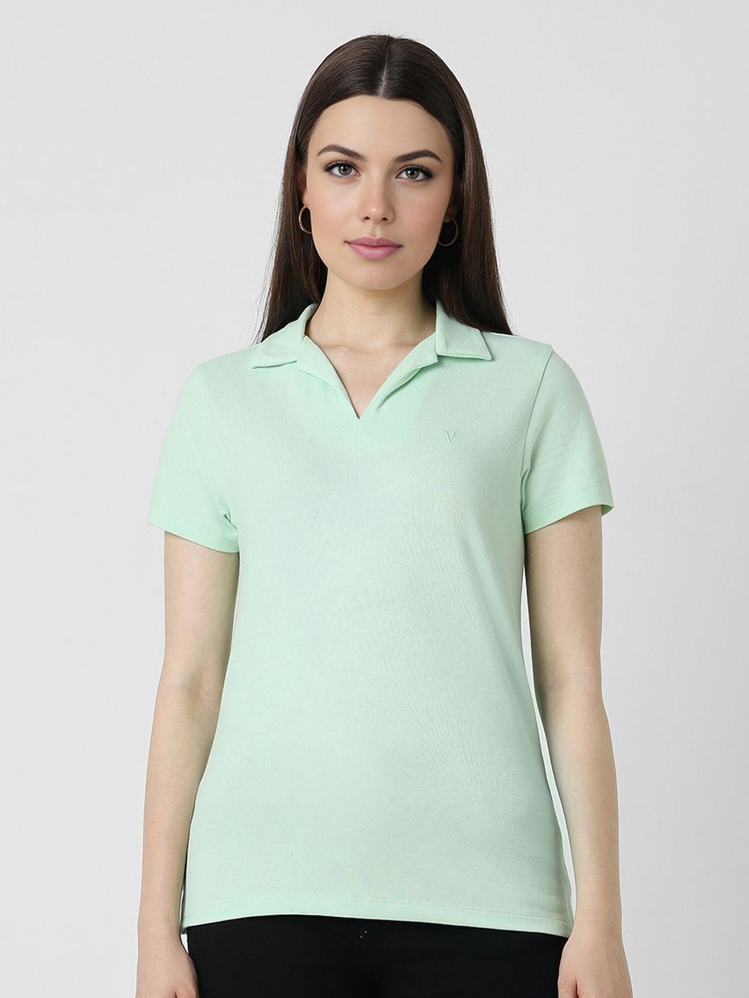 

Van Heusen Woman Solid Short Sleeves Top, Green