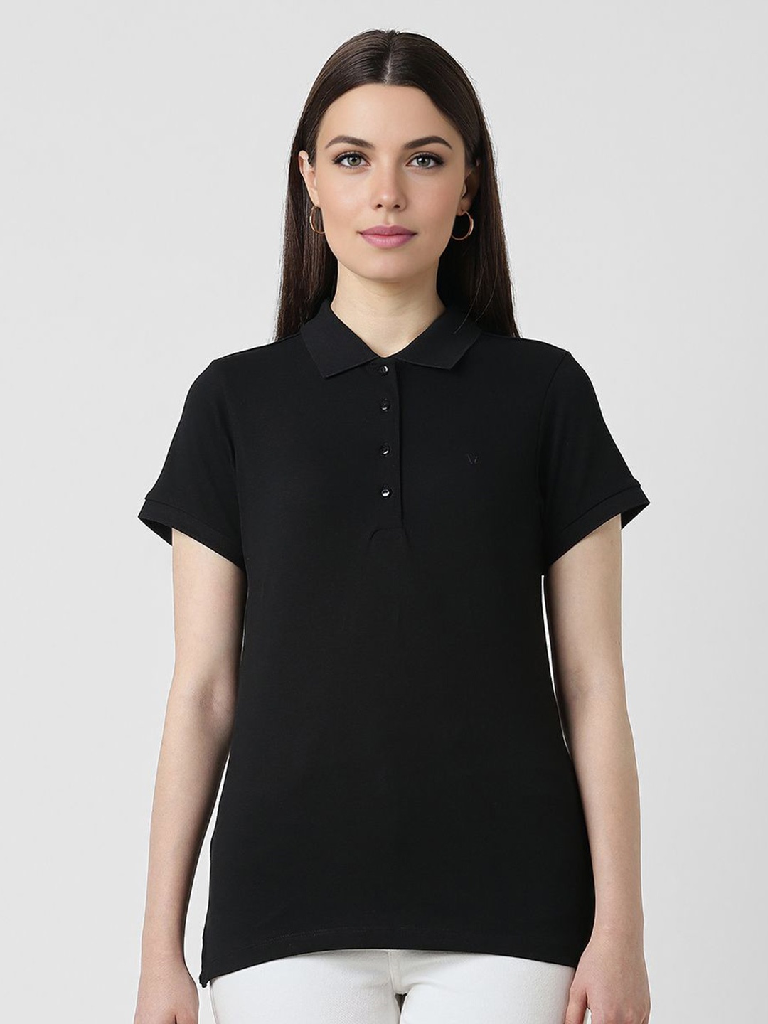 

Van Heusen Woman Shirt Collar Top, Black