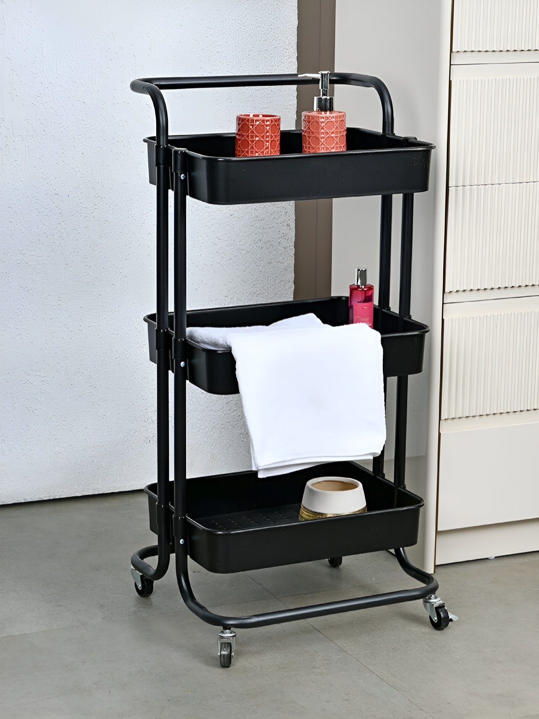 

Athome by Nilkamal Black Textured Matte Bathroom Caddy