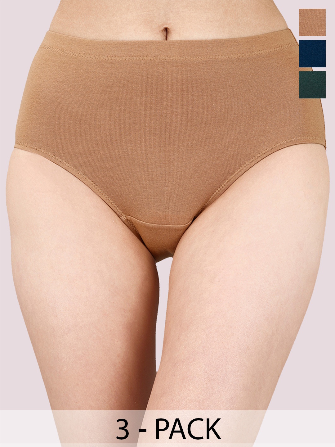 

Soie Women 3 Pcs Mid Rise Hipster Briefs 3HWB-31 P-14-A, Black
