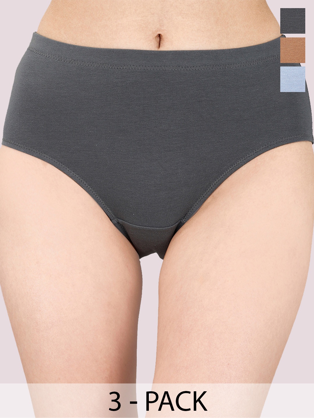 

Soie Women Pack Of 3 High Rise Hipster Briefs, Blue
