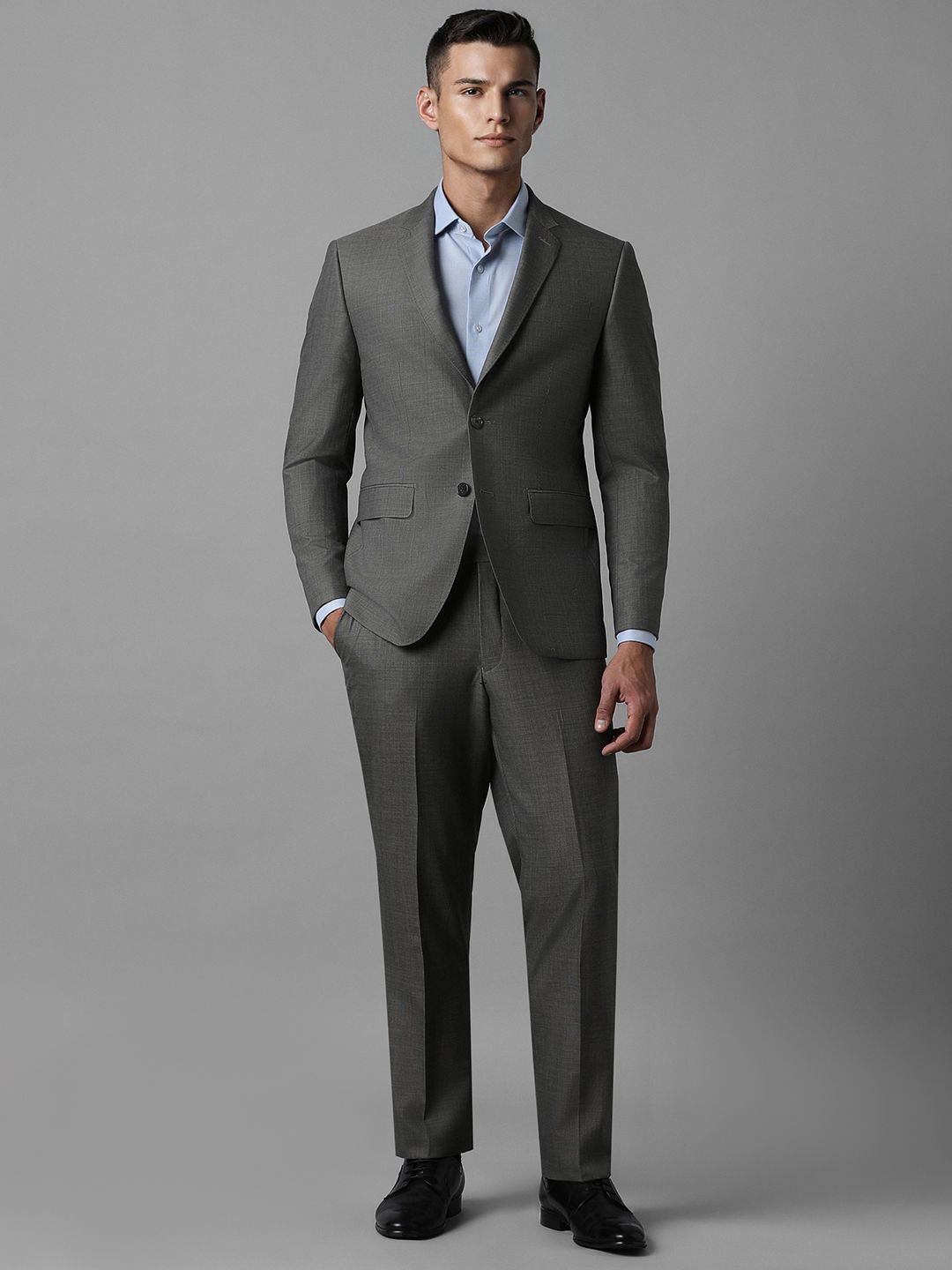 

Luxure by Louis Philippe Men Textured Single-Breasted Slim-Fit 2-Piece Formal Suit, Grey