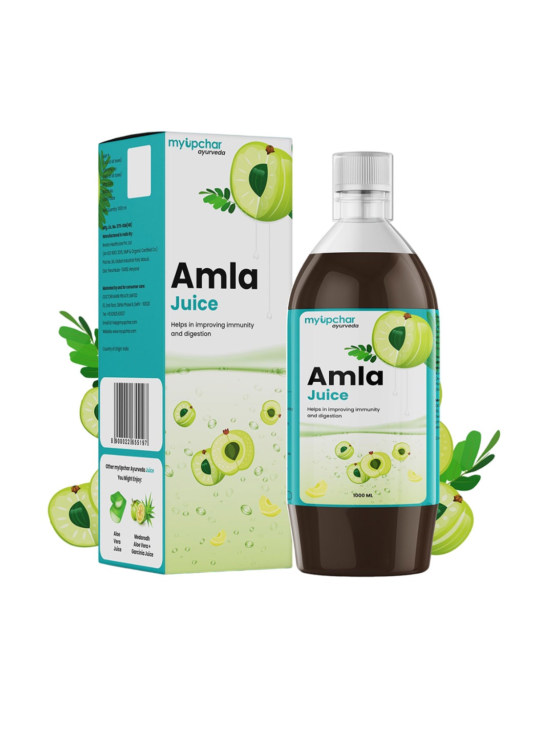

Myupchar Ayurveda Amla Juice & Brihat Manjisthadi Churna 60 Tablets - 1000ml, Brown
