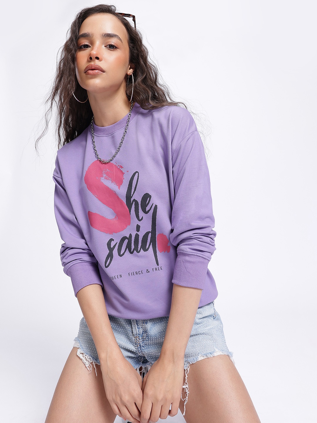 

DressBerry Wintery Whispers Typography Sweatshirt, Purple