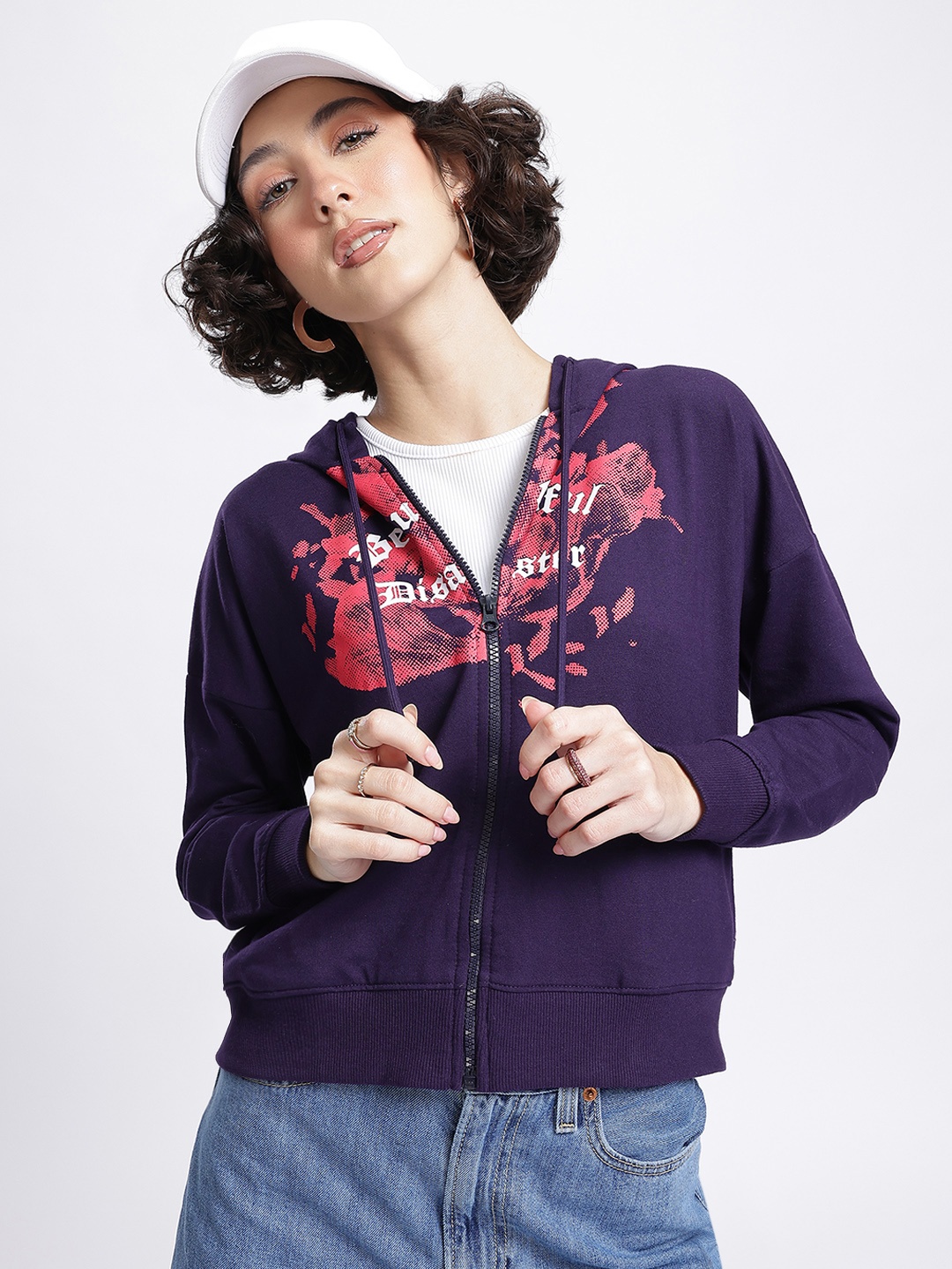 

DressBerry Dynamic Layers Printed Hooded Sweatshirt, Navy blue