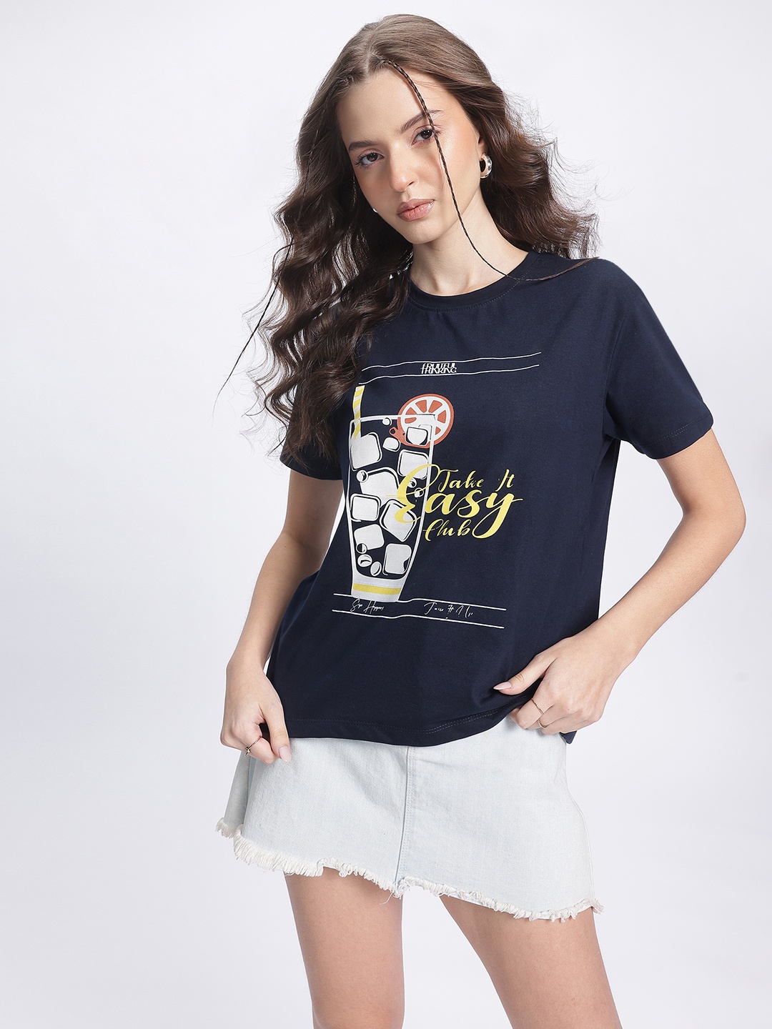 

DressBerry Graphic Club Printed T-shirt, Navy blue