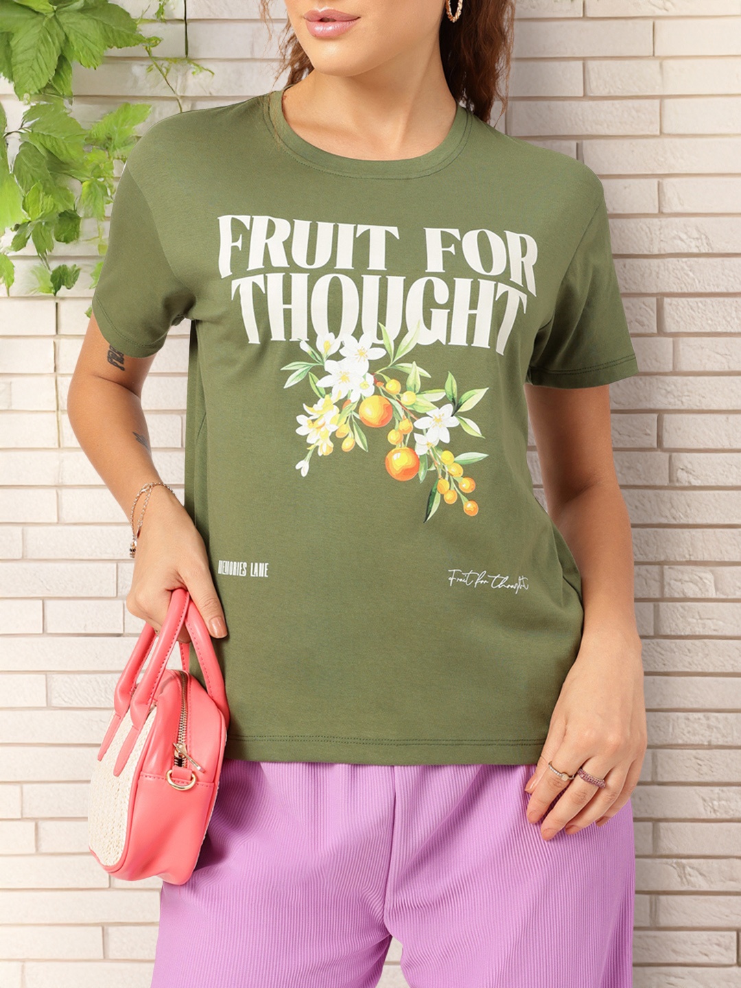 

DressBerry Fruit Fanatic Printed T-shirt, Green