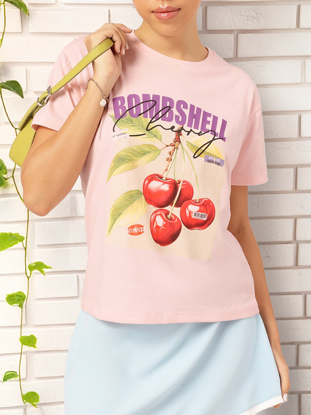 

DressBerry Bombshell Beauty Printed T-shirt, Pink