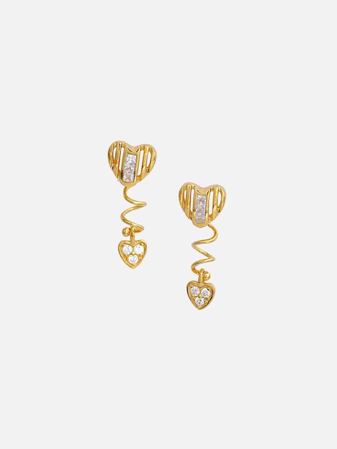 

Trisu 925 Sterling Silver 18KT Gold-Plated Cubic Zirconia Studded Self Love Drop Earrings