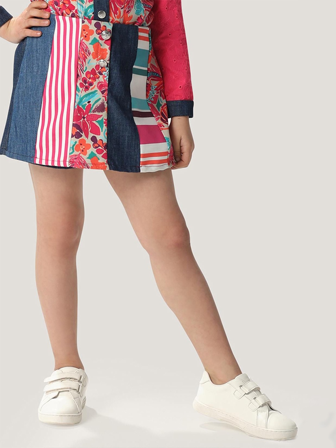 

One Friday Girls Print & Patterned Denim Skort, Blue