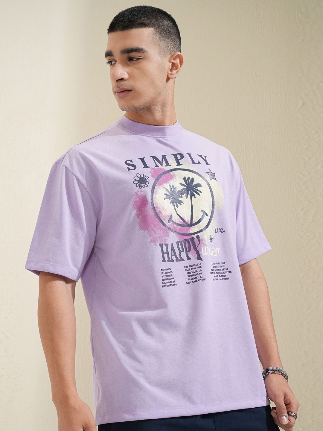 

HIGHLANDER Men Printed T-shirt, Lavender