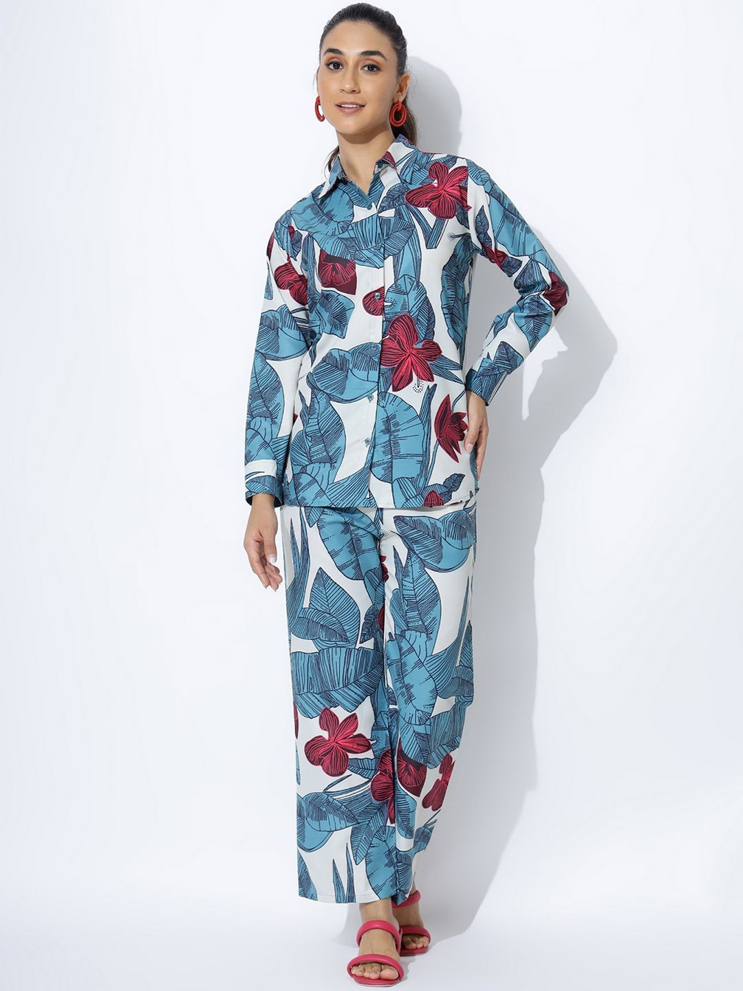 

Ekta Textiles Floral Printed Shirt & Trousers, Blue