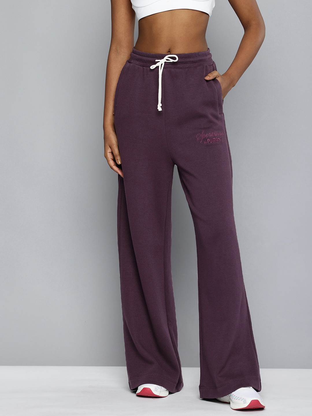 

Puma Women CLASSICS High Rise Relaxed Fit Pure Cotton Track Pants, Purple