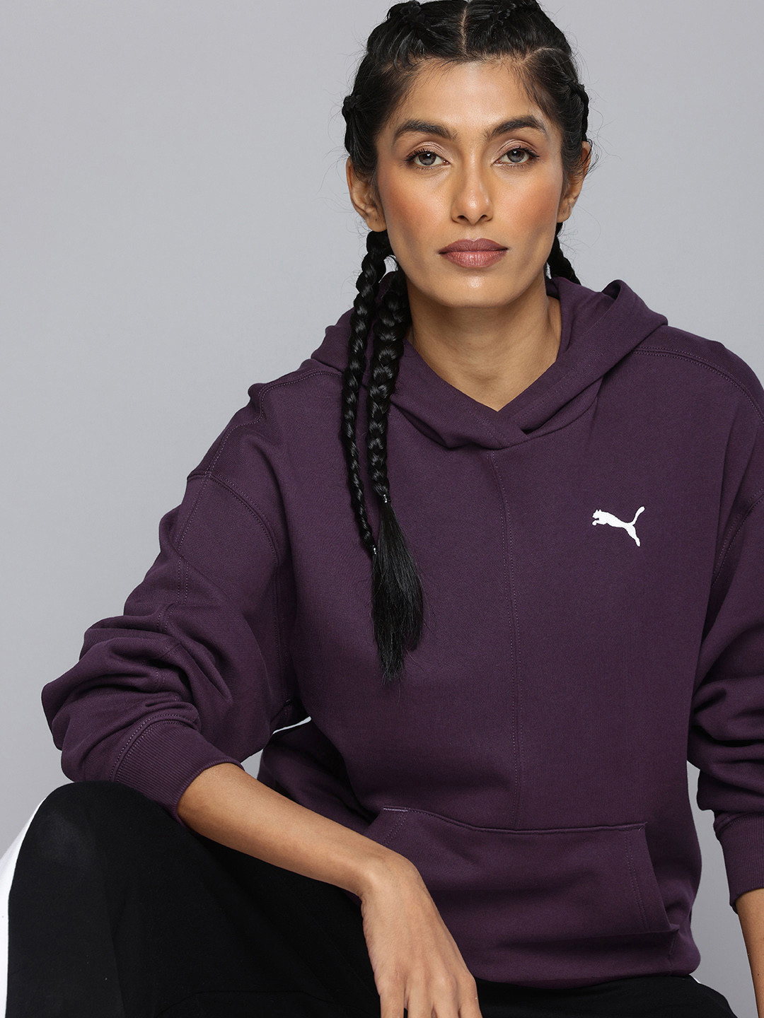 

Puma Hooded Comfort Fit Pure Cotton Sweatshirt, Purple
