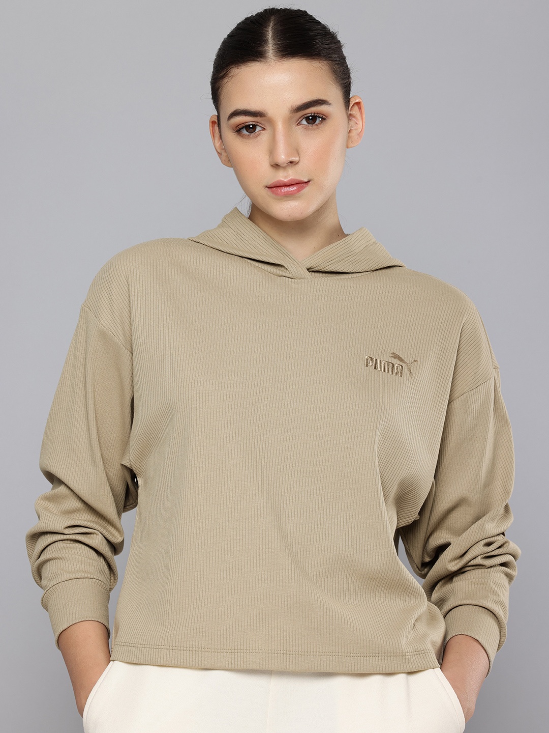 

Puma Elevated Comfort Fit Hooded Sweatshirt, Beige