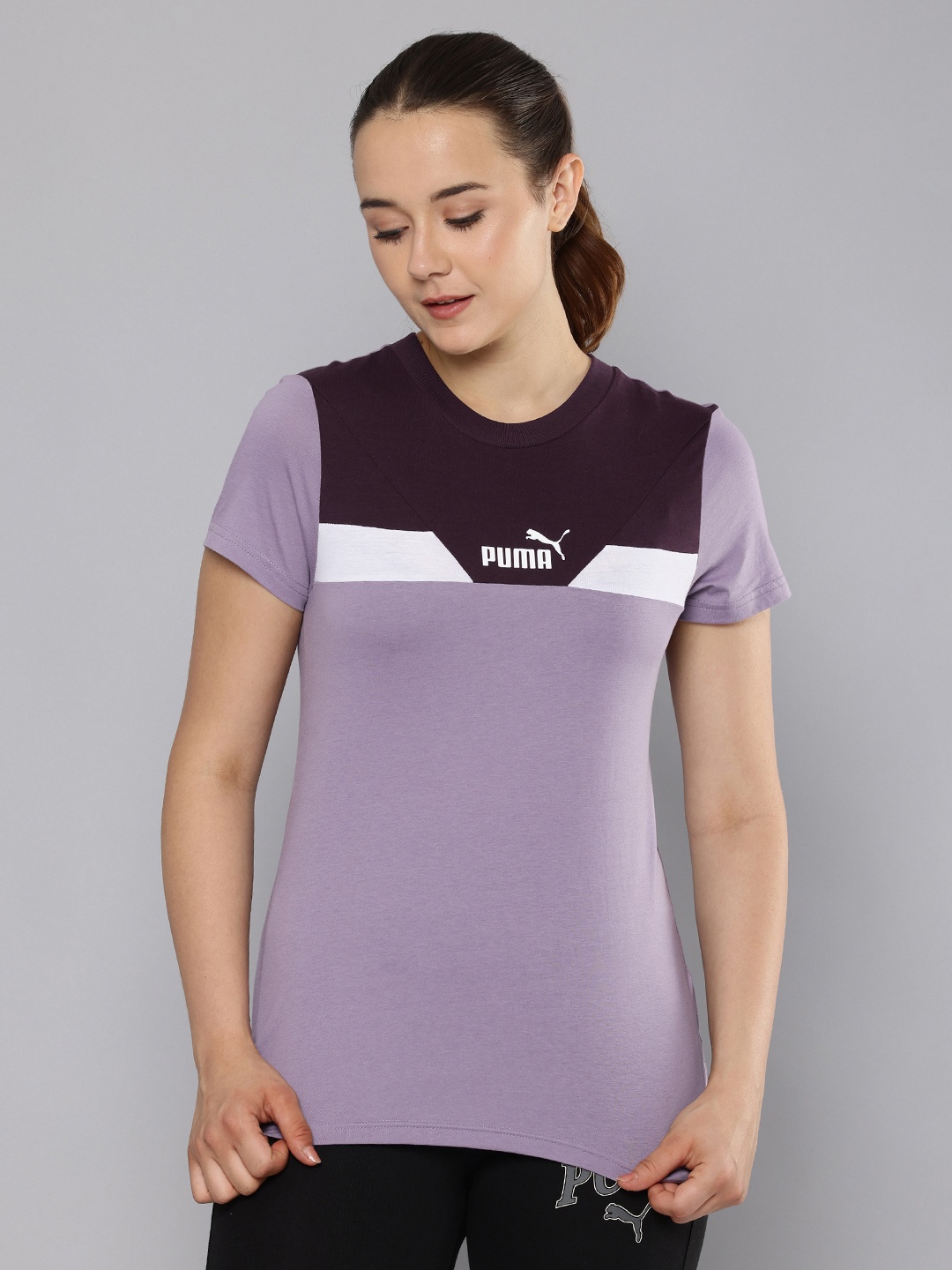 

Puma Power Brand Logo Printed Pure Cotton T-shirt, Purple