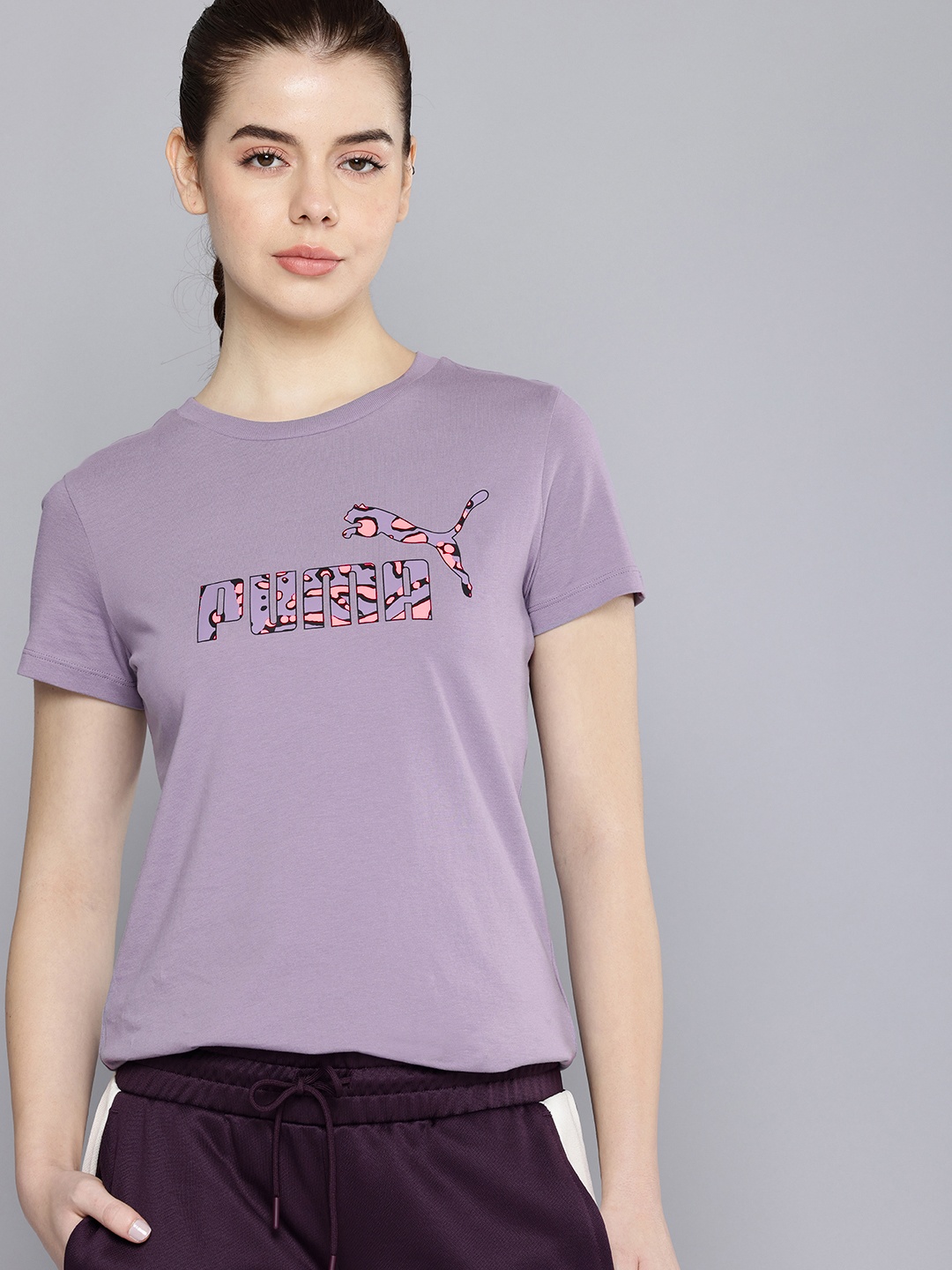 

Puma Hypernatural Brand Logo Printed Pure Cotton T-shirt, Purple