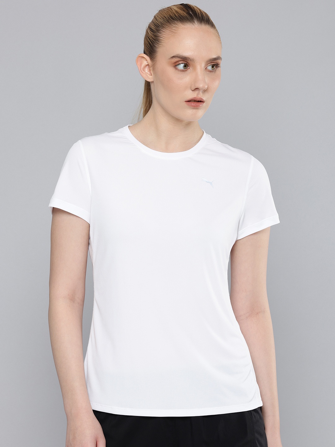

Puma Women RUN FAVORITE Self Checked DryCell Running T-shirt, White