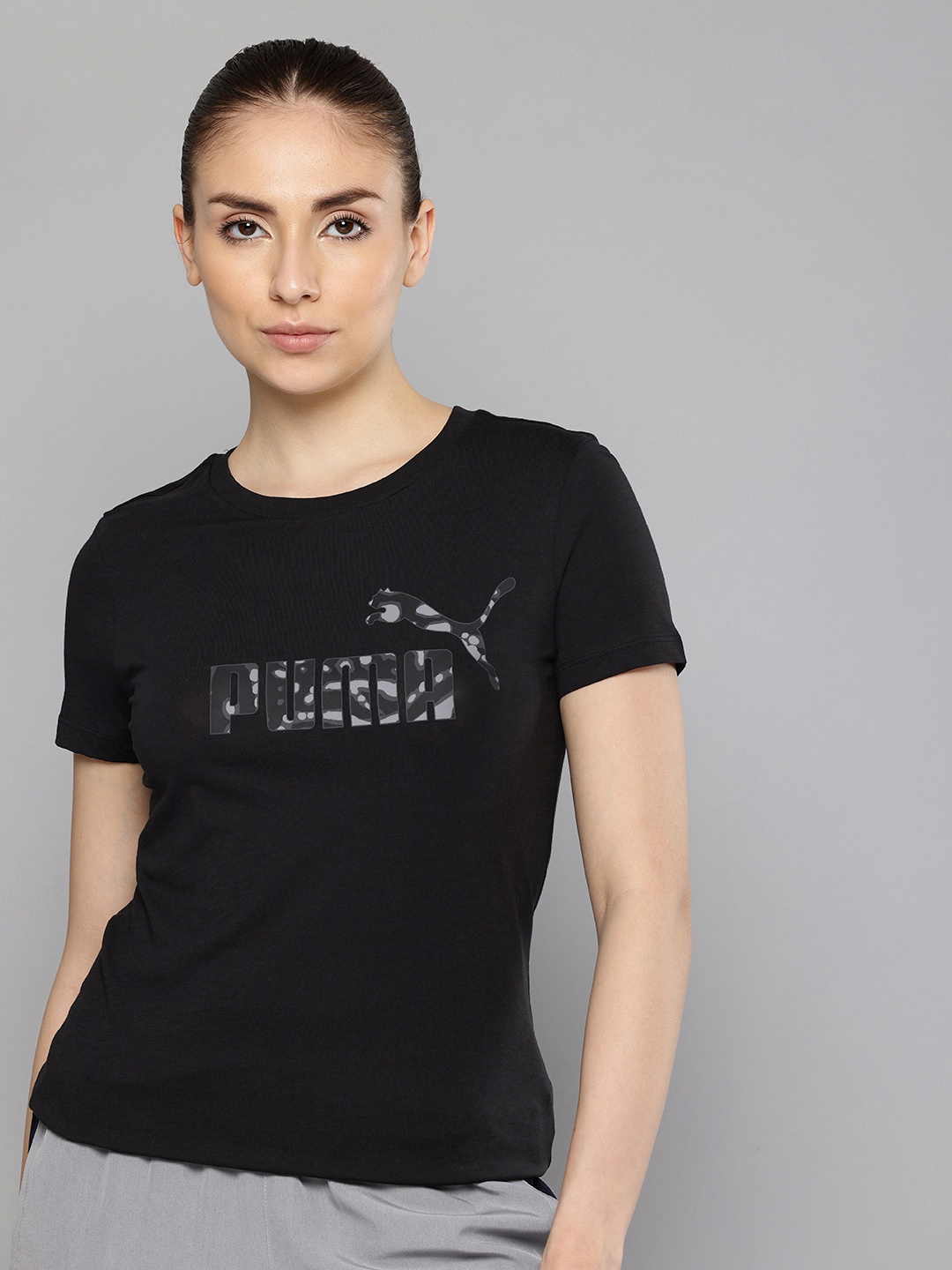 Puma HYPERNATURAL Brand Logo Printed Pure Cotton Outdoor T-shirt, Black