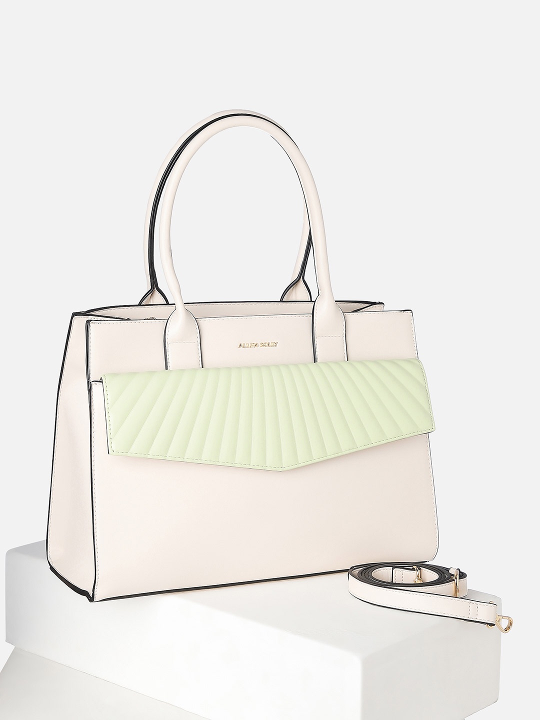 

Allen Solly Woman PU Oversized Structured Shoulder Bag with Quilted, Cream