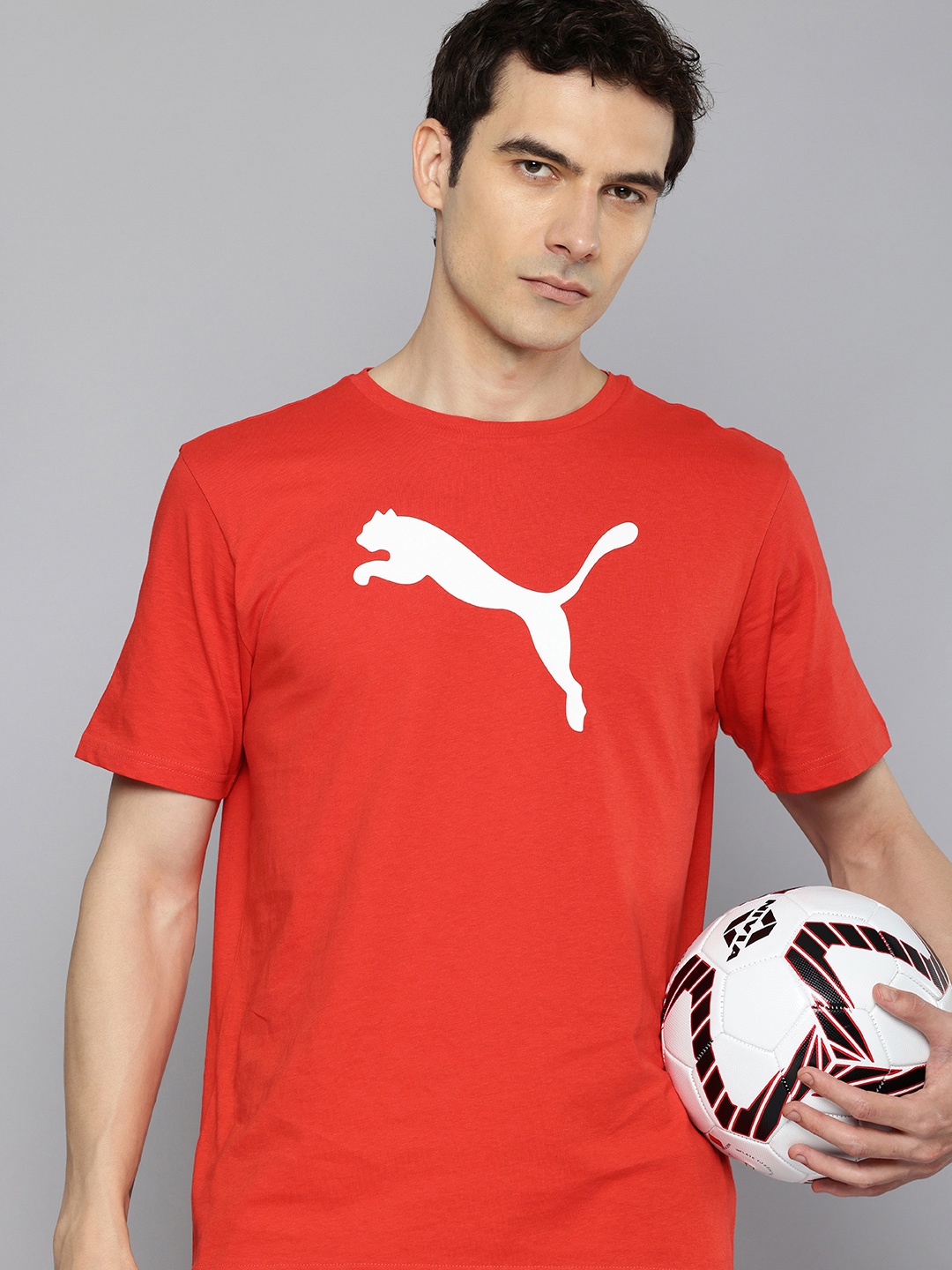 

Puma teamRISE Logo Printed Pure Cotton Football T-shirt, Red