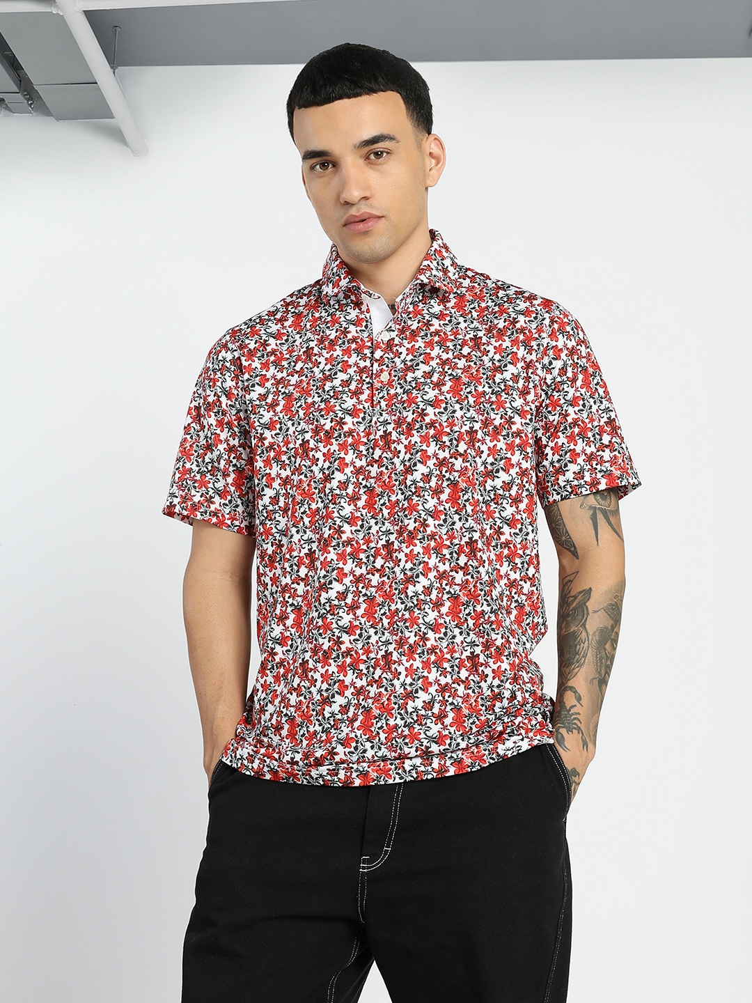 

Puma MATTR Lillie Printed Polo Collar Golf T-shirt, Red