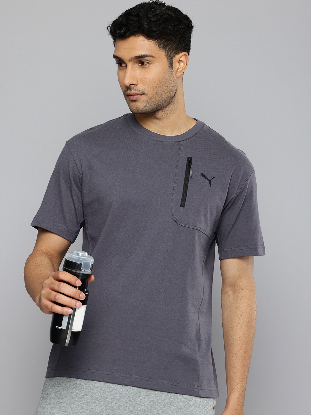 

Puma OPEN ROAD Pure Cotton Drop-Shoulder Sleeves Relaxed Fit T-shirt, Grey