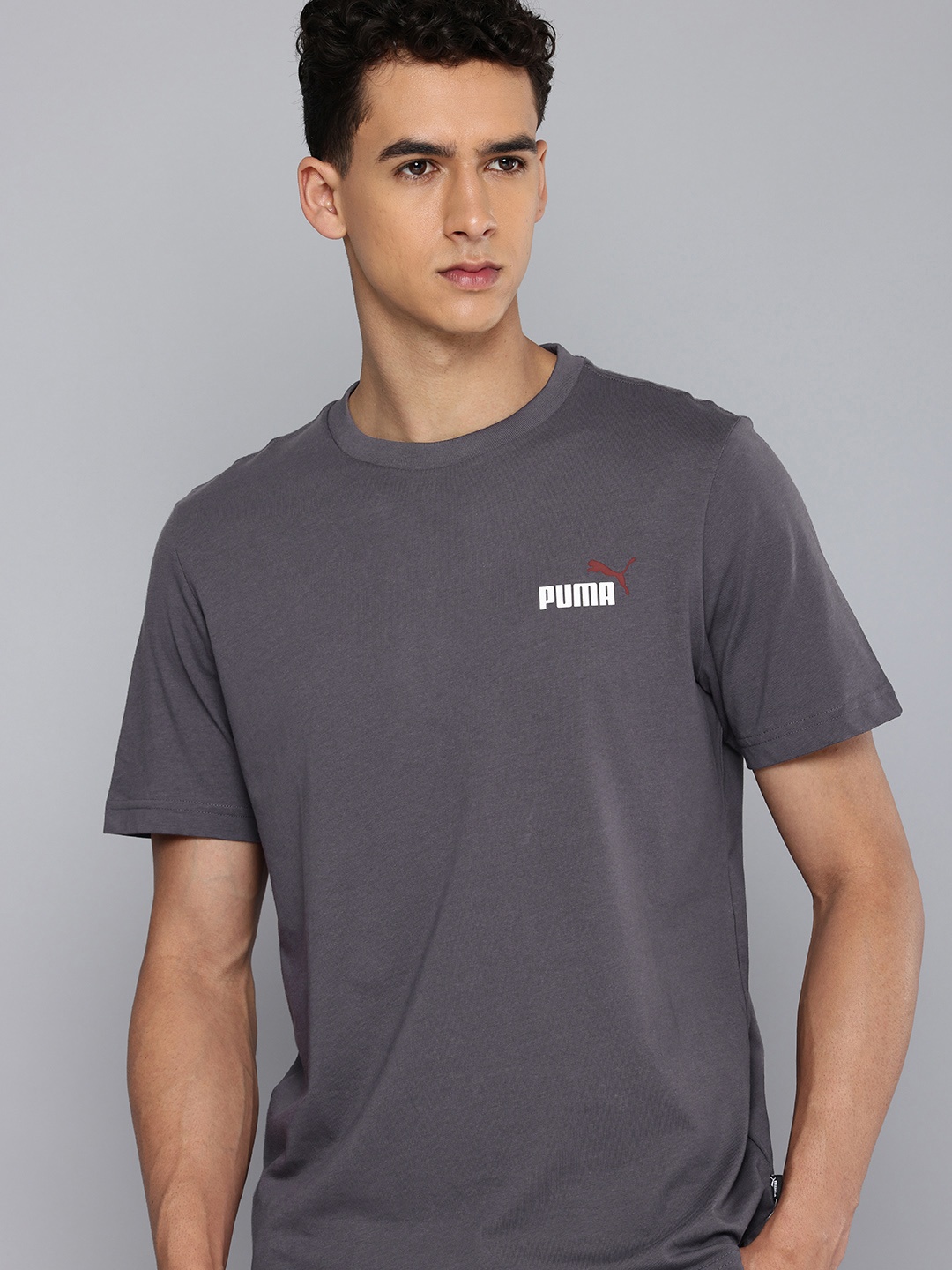 

Puma Pure Cotton Essential+ 2 Col Small Logo T-shirt, Grey